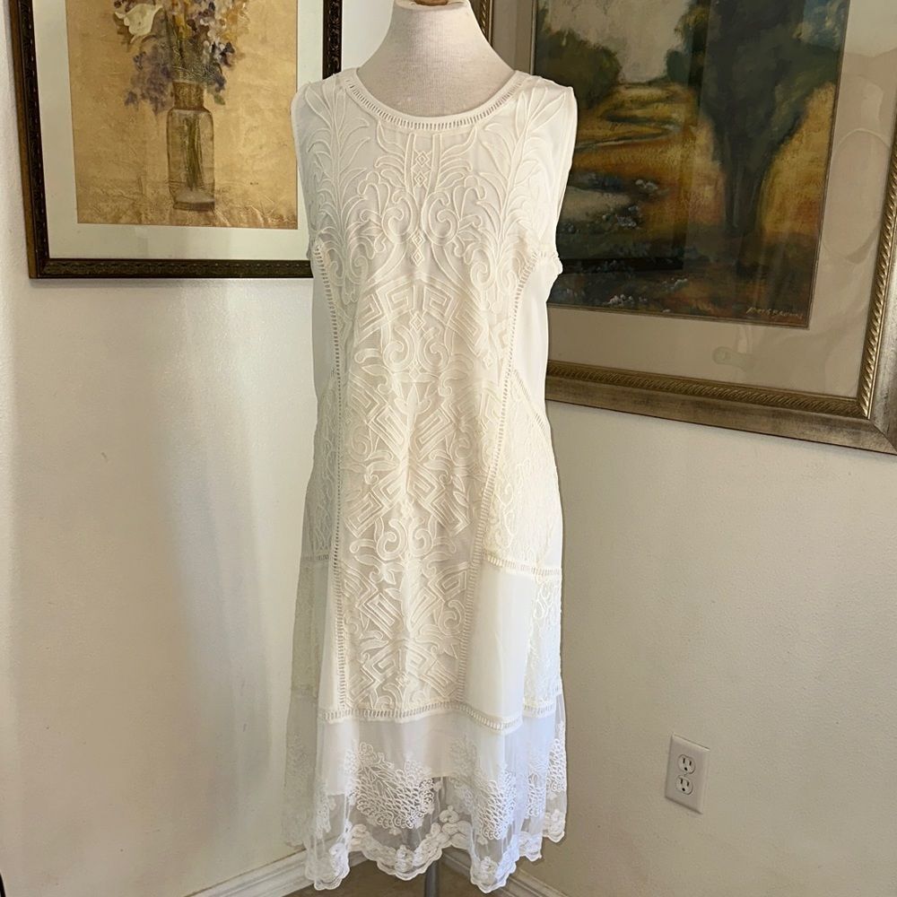 Soft Surroundings Ivory/ White Lace Boho Dress Size Large